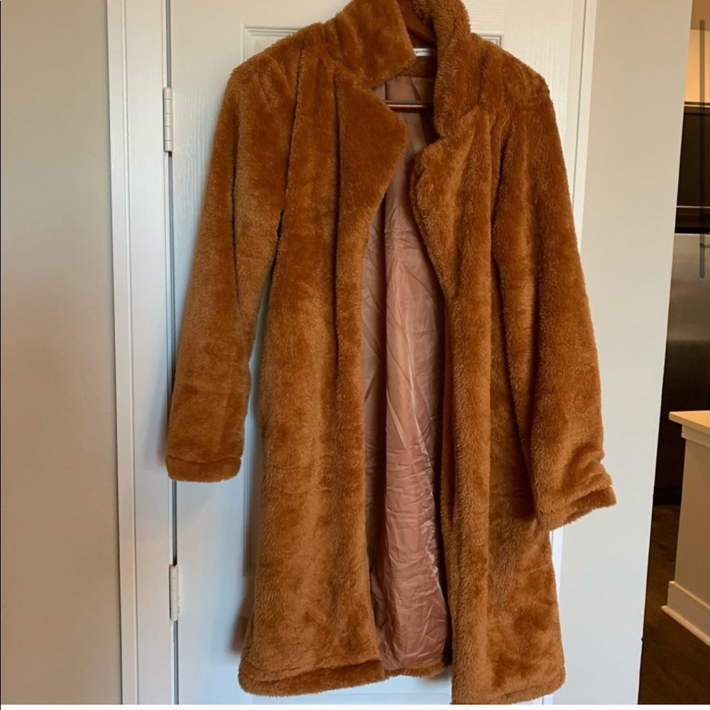 orange Teddy fur long jacket S Brand new